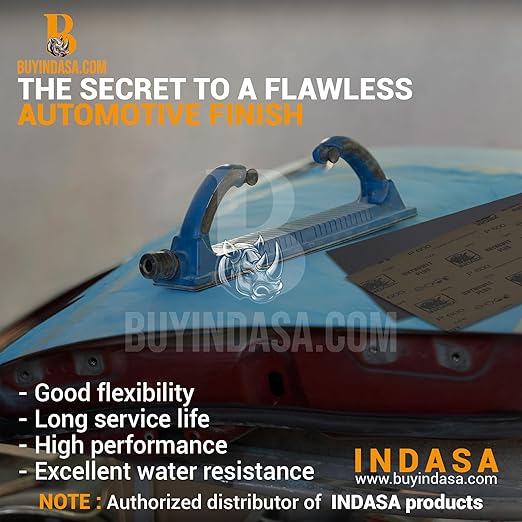 Indasa 50 PCS 9x11??Wet & Dry Sandpaper Sheets, 400 GRIT, Rhynowet Clog-Resistant Abrasive for Wood, Metal, Auto, Paint & Clear Coat Finishing, Sand Paper Aluminum Oxide, Plusline