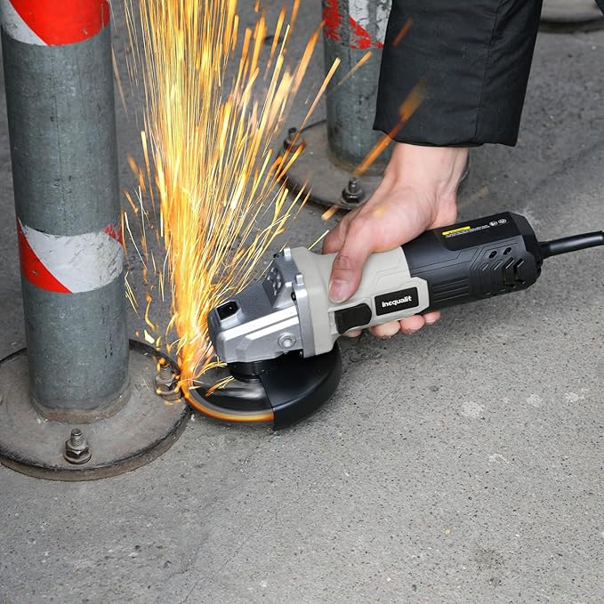 Corded Angle Grinder Grey, 4.0-Amp 4-1/2 Inch 12000RPM with Grinding and Cutting Wheels, Flap Disc and Auxiliary Handle for Cutting, Grinding, Polishing and Rust Removal
