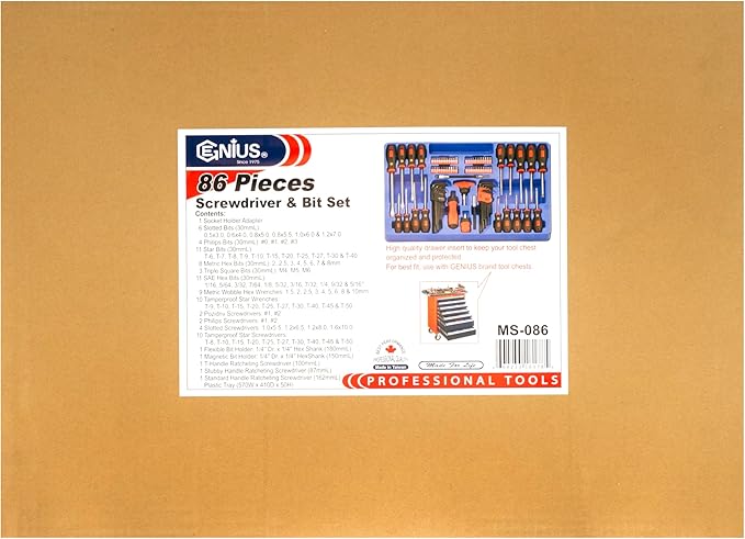 Genius Tools 86 Piece Screwdriver & Bit Set MS-086