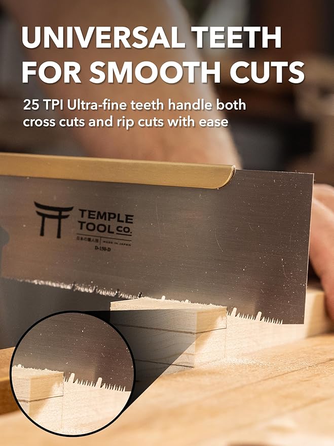 Japanese Pull Saw - Dozuki 6 for Ripcut and Crosscut - Hand Saw for Dovetails, Tenons, Fine Joinery - Dovetail saw - Temple Tool Co.