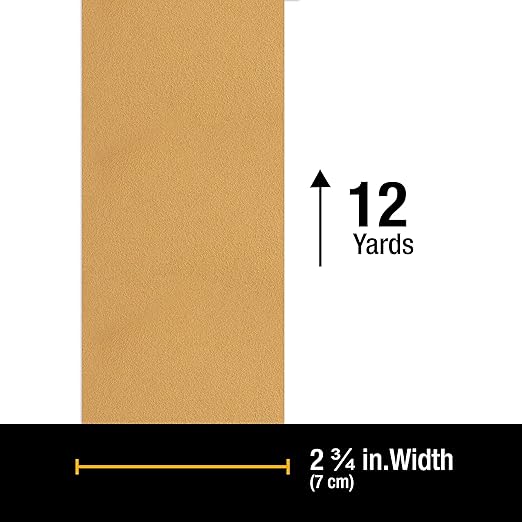 Dura-Gold Premium - 150 Grit Gold -Hook & Loop Backing Longboard Continuous Sandpaper Roll, 2-3/4" Wide, 12 Yards Long - For Automotive & Woodworking Air File Long Board Sanders, Hand Sanding Blocks