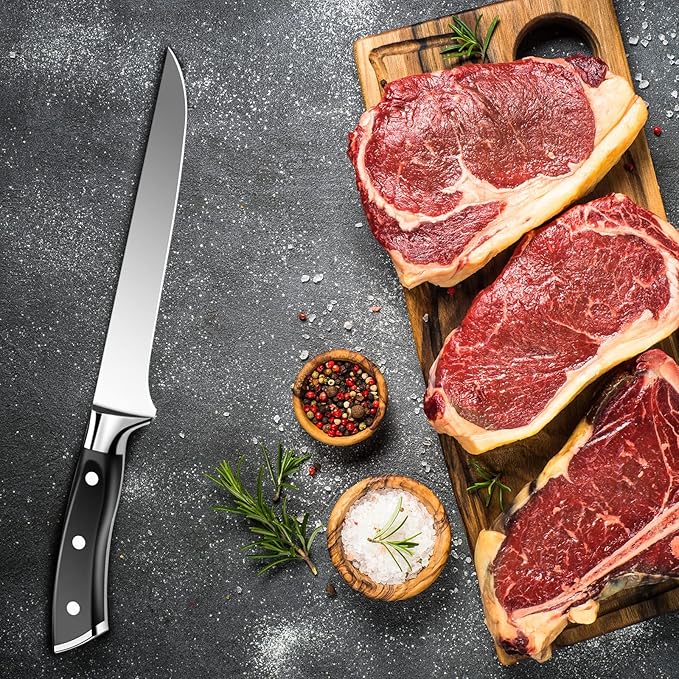 OAKSWARE Boning Knife 5.5-Inch, German Stainless Steel, Full-Tang, Fillet Knife, Kitchen Knife, Multipurpose Meat Knife for Boning, Filleting and Trimming, With Ergonomic ABS-Handle