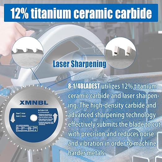 8-1/4-Inch Metal Saw Blade,Compatible with Evolution 8-1/4-Inch Metal Cutting Saw,Replacement for Evolution 8-1/4BLADEST Steel Saw Blade, 50 Teeth,5/8 Inch Center Shaft
