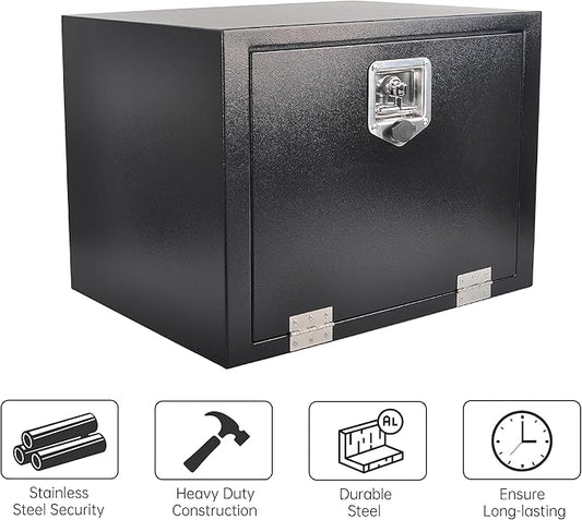 Steel Truck Tool Box, Gesexi 24’’ Underbody Truck Tool Boxes for Trailer, Rv -Black(24x18x18 Inch)