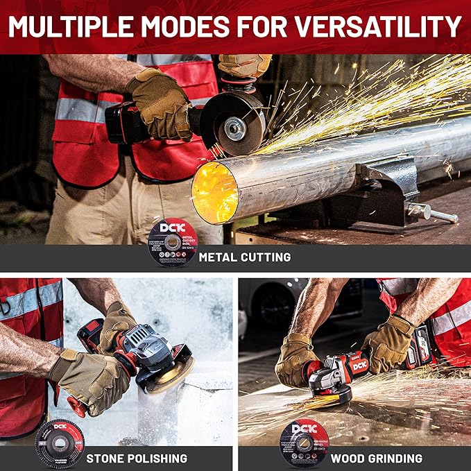 20V Cordless Angle Grinder, 4-1/2 Inch Brushless Power Grinder Tool with 4000mAh Battery, 6 Piece Discs (2 Cutting/2 Grinding/2 Polishing), Tool-Free Guard, Drop Control & Overload Protection