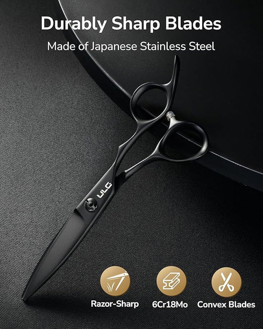 ULG Hair Cutting Scissors ??Professional Stainless Steel with Teflon Coating, Ergonomic Offset Handle, Precision Blade for Layers & Detail, Ideal for Barbers Willow Leaf Shears
