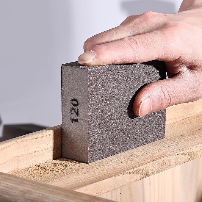Bates- Sanding Sponge, 8 pcs, 120 Grit, Washable and Reusable, Sandpaper Block, Sanding Blocks for Wood, Sanding Pad, Drywall Sanding Block, Drywall Sanding Sponge