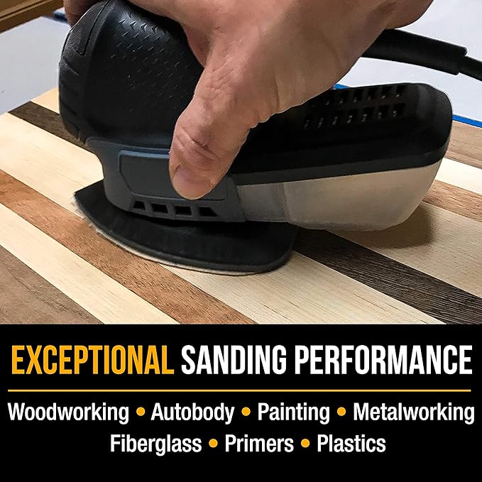 Dura-Gold Premium Mouse Detail Sander Sandpaper Sanding Sheets - 3000 Grit (Box of 18) - 5 Hole Pattern Hook & Loop Triangle Mouse Discs - Woodworking Wood Crafting, Automotive Color Sanding Polishing
