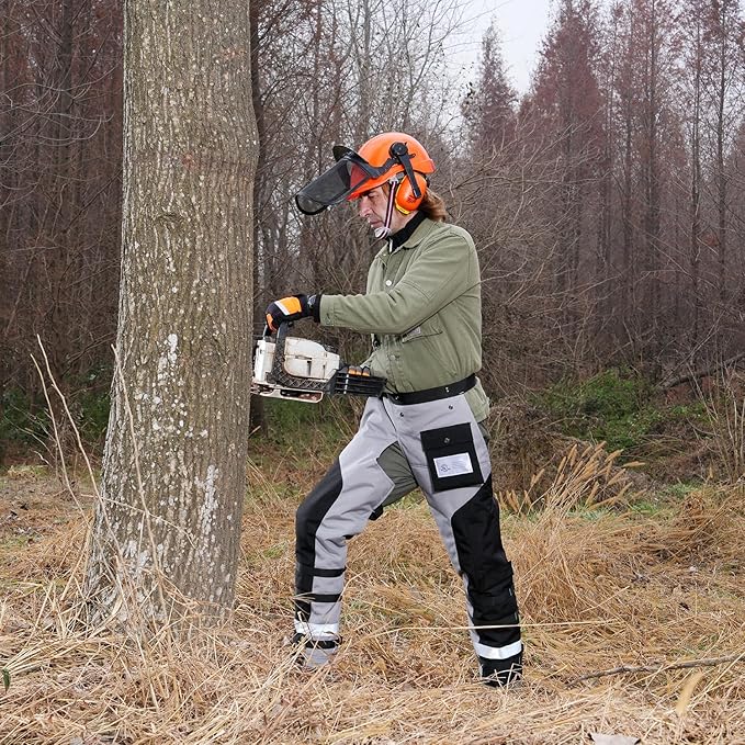 Technical Wrap Chainsaw Chaps by UL Class A 8 Layers Chainsaw Pants Apron Style Black Gray