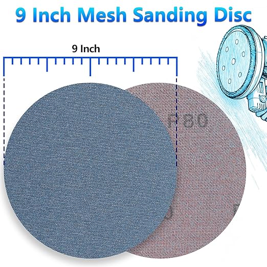 9 Inch Premium Ceramic Mesh Sanding Disc 80 Grit, 25 Pack Round Hook and Loop Mesh Anti-Clogging Drywall Sandpaper Disc Dust Free for Drywall Sander