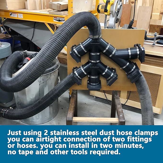 2 PCS 2.5 IN Dust Control Flex Hose Cuff 70148 Connector Ports Fit for 2-1/2??Dust Collection Hose with 4 Stainless Steel Clamps