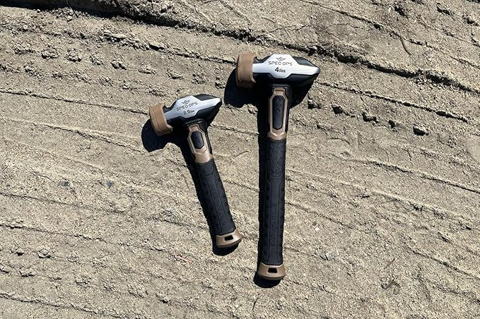 Spec Ops Tools Blacksmith Hammer, 2.5 lb Sledge hammer with Removable Soft Mallet Cap & Bi-Material Shock Absorbing & Vibration Dampening Handle, 3% Donated to Veterans, Black/Tan