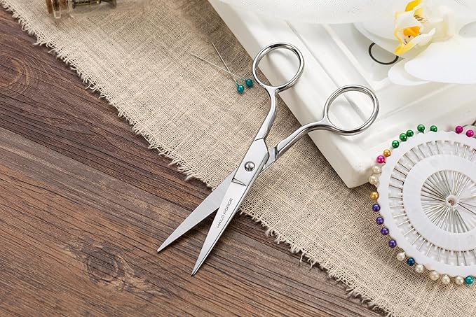6??Sharp Embroidery Fabric Scissors, Forged Stainless Steel Small Heavy Duty Precision Point Tip Detail Sewing Shears for Dressmaker Tailor Cutting Thread, Yarn, Crafting