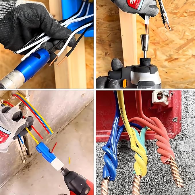 SICOU Wire Stripper and Wire Twister for Drill AWG Wire Stripping Wire Twisting Tool 6/8/10/14 AWG Cable Stripper Electrician Tool Set Electrical Wire Connector Tool