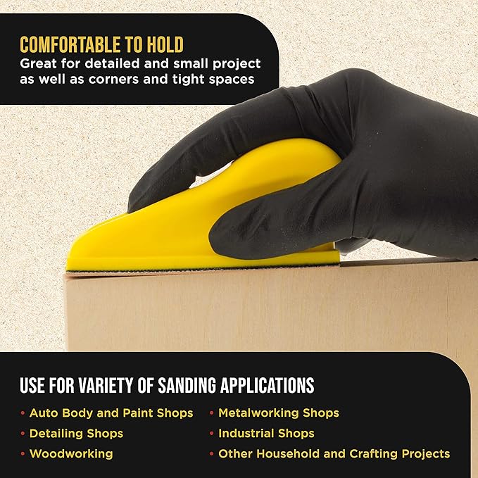 Dura-Gold Micro Hand Sanding Block Kit, 3.5??x 1??Pad, Hook & Loop Backing, 40 Sandpaper Sheets, 5 Each 60, 80, 120, 180, 220, 320, 400, 600 Grit - Wood Woodworking, Small Detail Finishing Sander