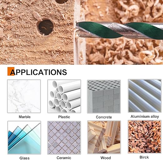 FEWELL Serrated Eccentric Masonry Drill Bit 10pcs, Four-Edge Serrated Concrete Drill Bit for Concrete Glass Brick Cement Tile Marble Wood (1/8??1/2??