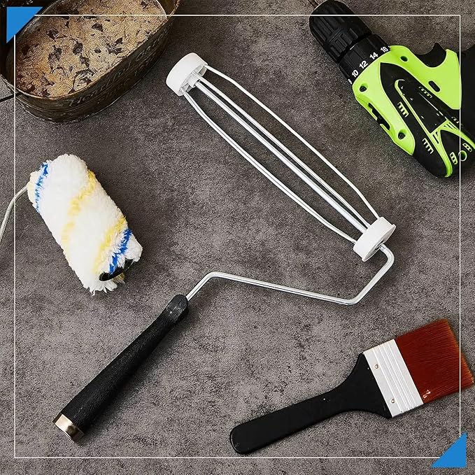 Gerrii 36 Pcs 9 Inch Paint Roller Painting Roller Frame 5 Wire Brush Supplies for Wall House Homes (Black)