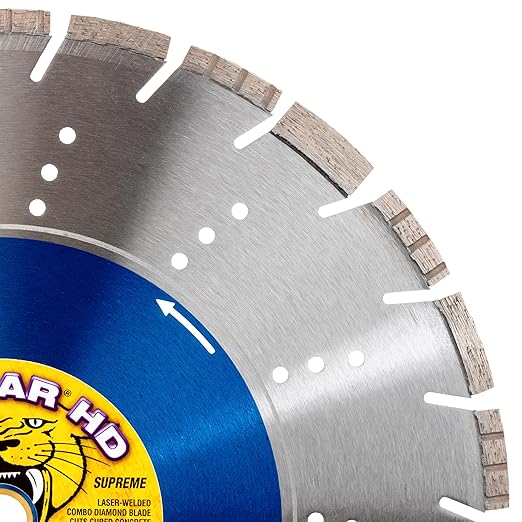 Cougar HD 16 Inch Concrete Diamond Blade, Supreme Heavy-Duty Segmented Blade, Dry/Wet Combo Cutting Reinforced Concrete, Asphalt, Stone 1"-20mm Arbor