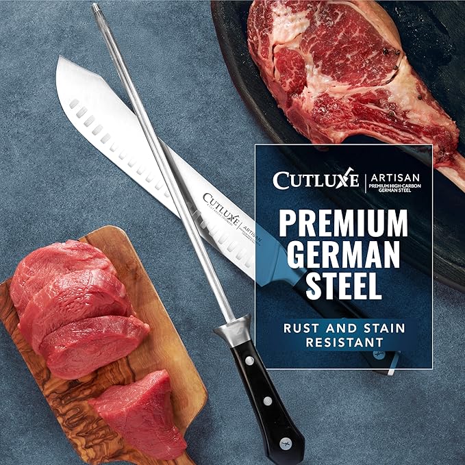 Cutluxe Honing Rod, Sharpening Steel for Kitchen Knives ??12" Honing Steel ??Ergonomic Handle Design ??Artisan Series