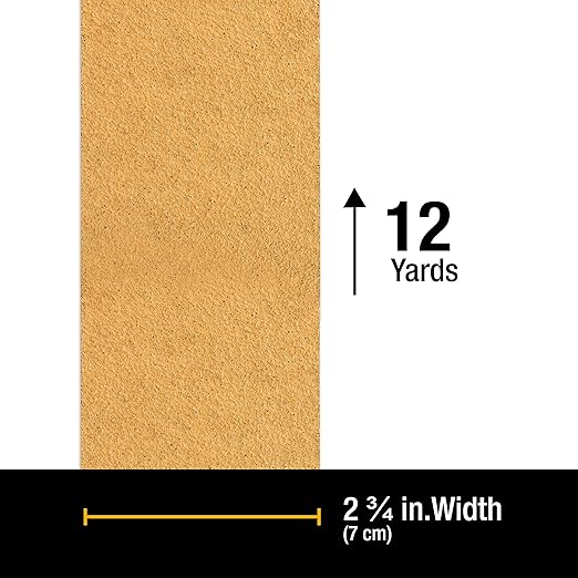 Dura-Gold Premium - 40 Grit Gold - Hook & Loop Backing Longboard Continuous Sandpaper Roll, 2-3/4" Wide, 12 Yards Long - For Automotive & Woodworking Air File Long Board Sanders, Hand Sanding Blocks
