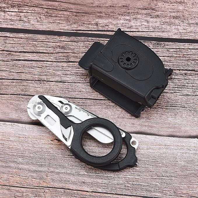 6-in-1 Multifunctional Trauma Shears Foldable with Black Holster, Extreme Environments Emergency Response Trauma Shear for Nurses, First Responders (Black)