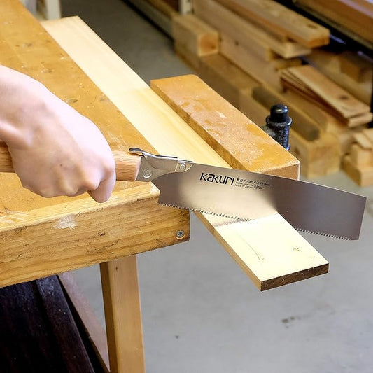 KAKURI Japanese Pull Saw Rough Cut 10.5" for Woodworking - Professional Handsaw for Fast Wood Cutting - Red Oak Handle with Oil Finish - Tool-Free Blade Replacement - Made in Japan