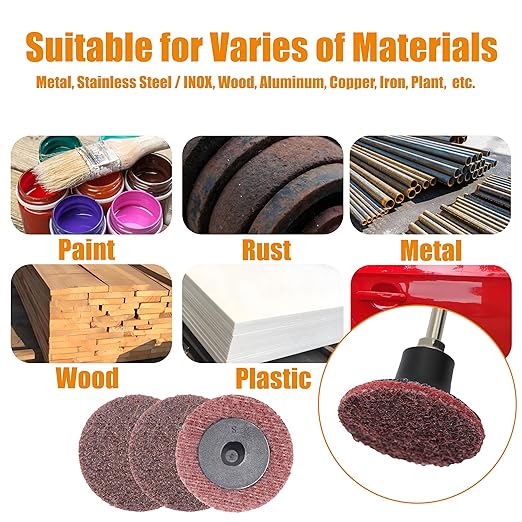Merryland Surface Conditioning Disc 2 inch for Die Grinder, 2inch Medium Quick Change Disc 50 Pack, Sanding Disc Nylon Non-Woven Disc Paint Rust Metal Steel Iron Universal, DGTAA50C2