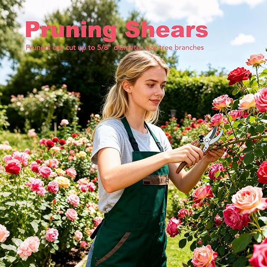 Pruning Shears -5/8-Inch Cut Capacity Garden Shears,8.5?섃?Handheld Gardening Scissors,Gardening Tools with Sharp Steel Blade &Non-Slip&Wood-Grain Grip,for Indoor Plant, Bonsai, Shrub, Branch Trimming