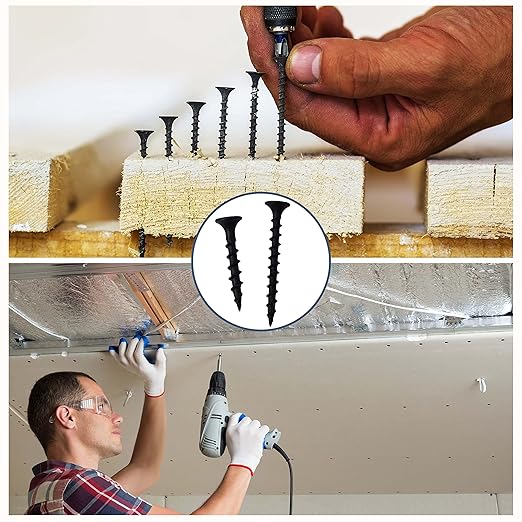 60pcs #10 횞 4 inch High Hardness Drywall Screws, Black, Coarse Thread, Phillips Drive, Bugle Head, Black Wood Screws, Long Screws, Wood and More