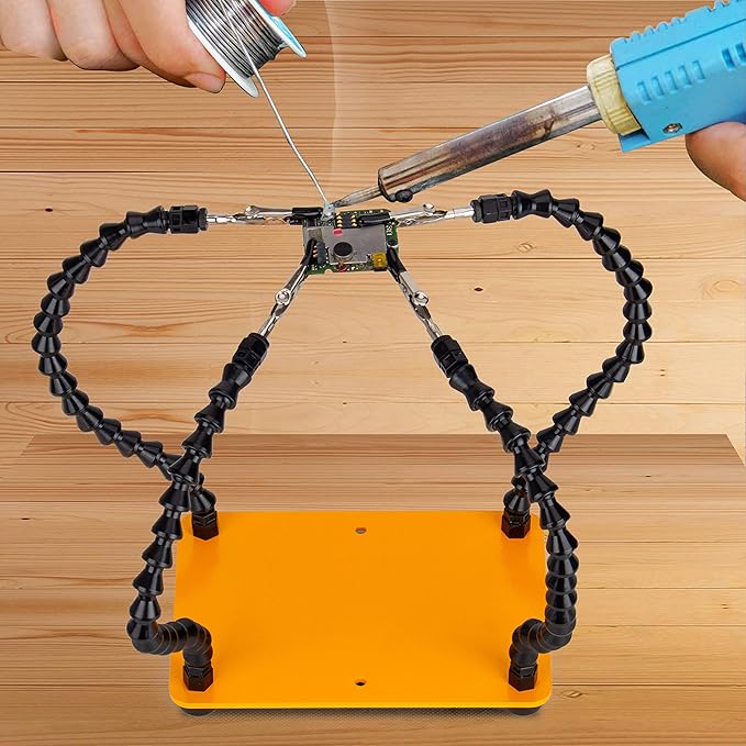 KOTTO Helping Hands Soldering Tool - 4 Arm Non-Slip - Steel Weighted Base with Heavy Duty Clips - Circuit Boards Holder - Crafts Jewelry Hobby Electronic