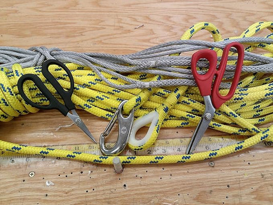 Ascend Tools 8 inch Industrial Grade Carbon Steel Shears - Kevlar, Dyneema, Vectran, Spectra, Technora, Nomex, Innegra, Dacron, Fiberglass, Carbon Fiber, Best Shears for Splicing