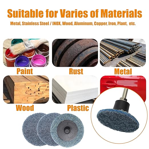 Merryland Surface Conditioning Disc 2 inch for Die Grinder, 2inch Fine Quick Change Disc 50 Pack with 1/4 Inch Shank, Sanding Disc Nylon Non-Woven Disc Paint Rust Metal Steel Iron, DGTAA52C3