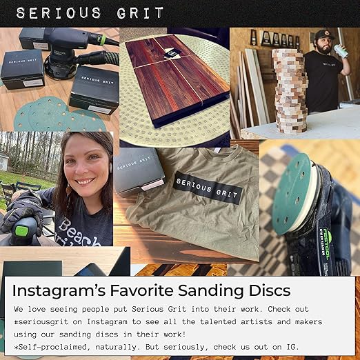 Serious Grit 5-Inch 9-Hole 80 Grit Sanding Discs - Heavy-Duty Hook & Loop Film Discs - Sandpaper for Random Orbital Sanders - 50 Pack Box