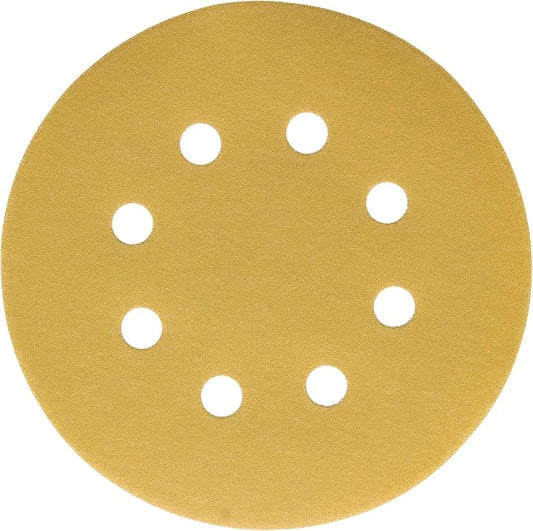 Dura-Gold Premium 240 Grit 5" Sandpaper Discs, 8 Hole Pattern Dustless, 50 Discs - Hook & Loop Backing for Orbital DA Sander, Detailing Finishing Color Sanding Automotive Paint Woodworking
