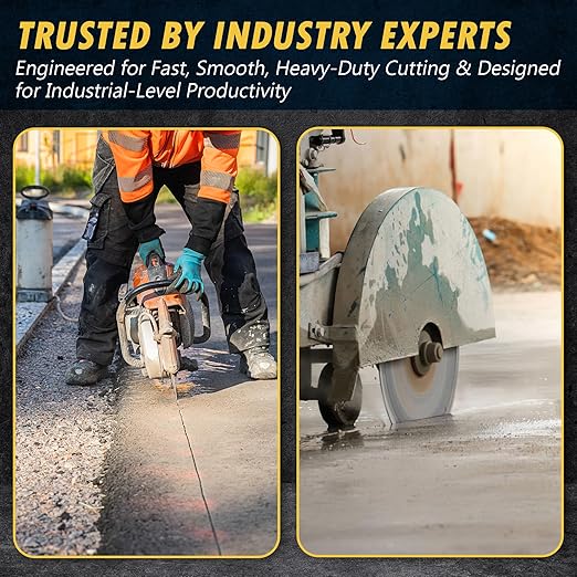 14" All Purpose Diamond Saw Blades for Hard/Reinforced Concrete, Asphalt, Granite, Terrazzo, Ductile Iron Piping, 4-5/8" Cutting Depth, 1" Arbor