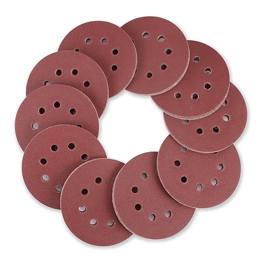 WORKPRO 100-Piece 120 Grit Sanding Discs - 5-Inch 8-Hole Hook and Loop Sandpaper for Random Orbital Sander (Not for Oscillating Tools or Mouse Sander)