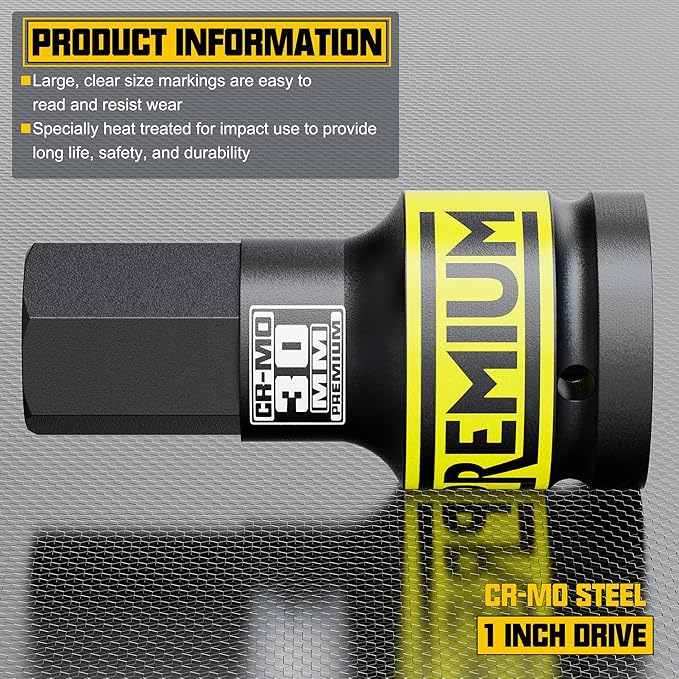 1" Drive H30 Impact Hex Bit Socket, 30 mm Allen Bit Socket, Metric, Cr-Mo Steel, Truck Repair and Equipment Maintenance