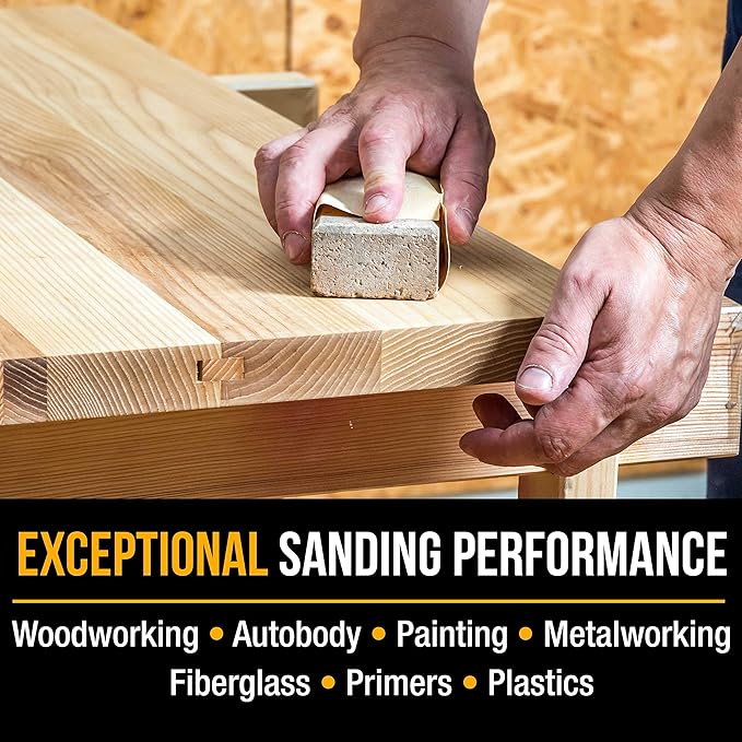 Dura-Gold Premium 9" x 11" Gold Sandpaper Sheets, 60 Grit (Box of 6) - Wood Furniture Woodworking, Automotive Paint - Full-Size Cut to Use on 1/4, 1/3, 1/2 Sheet Finishing Sanders, Hand Sanding Block