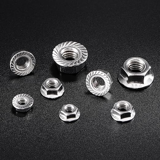 3/8-16 Serrated Flange Hex Lock Nuts 50Pcs 304 Stainless Steel 18-8, Full Thread, Hex Drive, Bright Finish by SG TZH