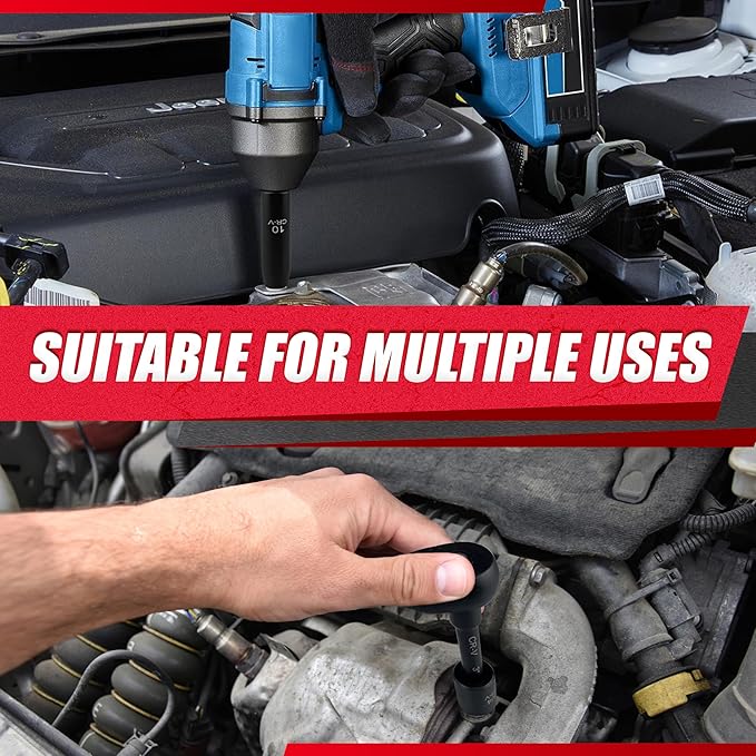 49PCS 3/8??Impact Socket Set,Drive Deep and shallow Impact Socket Set,SAE&Metric(5/16"-3/4",8mm-22mm) with Extension Bars,Universal Joint and Adapter,CR-V Steel,6-Point