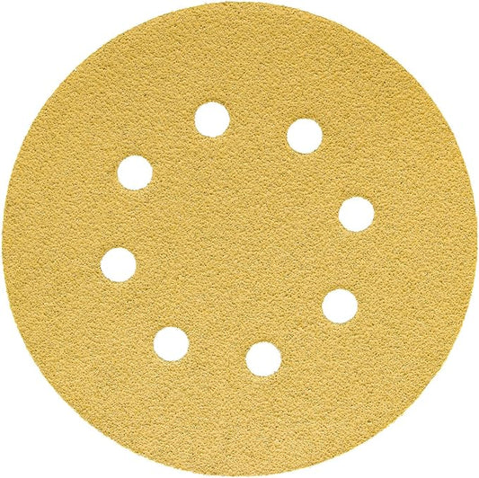 Dura-Gold Premium 60 Grit 5" Sandpaper Discs, 8 Hole Pattern Dustless, 50 Discs - Hook & Loop Backing for Orbital DA Sander, Detailing Finishing Color Sanding Automotive Paint Woodworking