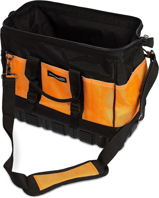Internet's Best Soft Sided Tool Bag - 16 Inch - 18 Pockets - Wide Mouth Ultra-Rigid Base Tool Storage and Organizer Box