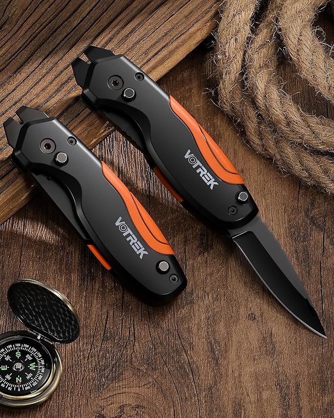 4-in-1 Multitool Folding Utility Knife Box Cutter, Pocket Knives with Belt Clip, Quick-Change Razor Knife with Blade Storage, Navajas para Trabajo,Fathers Day Dad Gifts, Extra 10 SK5 Blades
