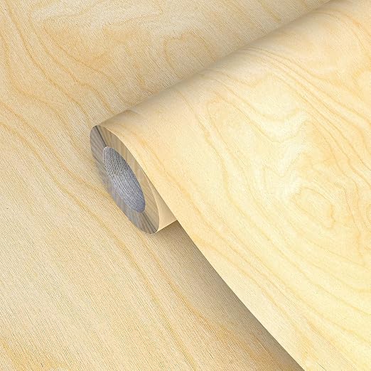 GSCIT Club Birch Veneer, 8 inch x 50ft Wood Edge Banding Pre-glued Flexible, Wood Veneer Tape Banding for Cabinet Repair Furniture