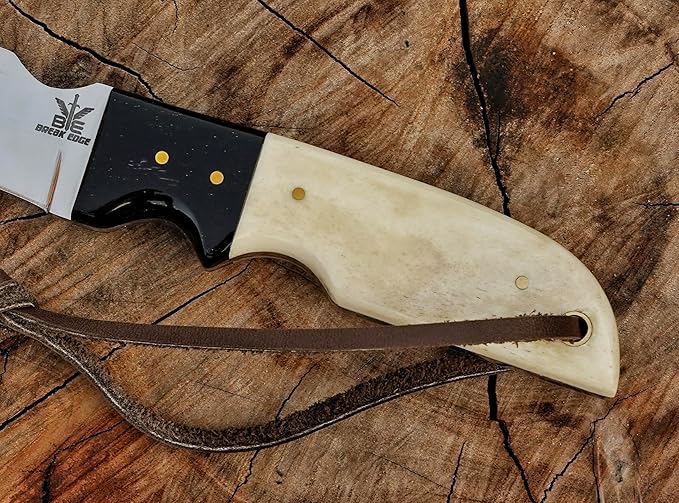Handmade Stainless Steel Lineman’s Hawkbill knife with Leather sheath, Heavy Duty Utility Knife blade Electrician Wire Skinning knife for professional. (Camel & Black)