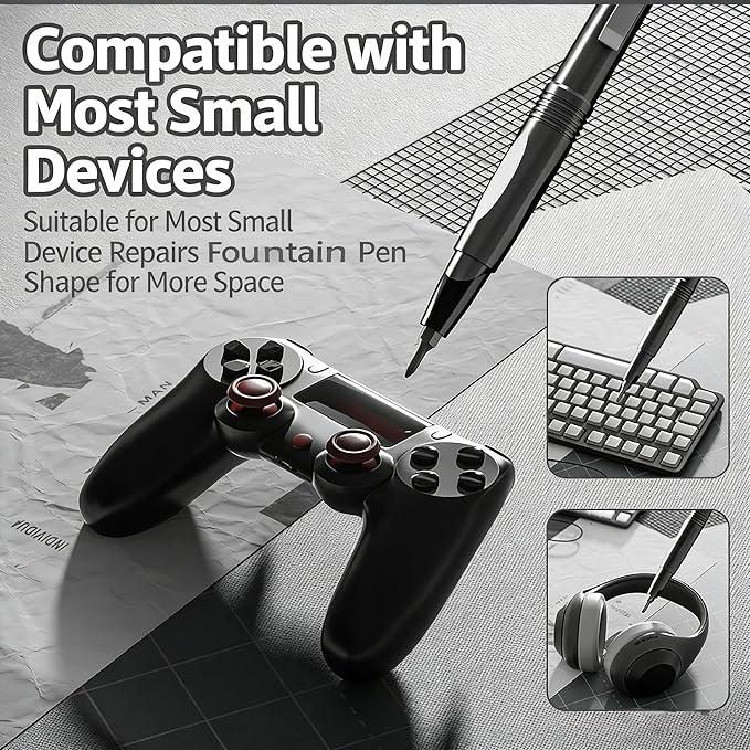 13 in 1 Magnetic Precision Screwdriver Pen, Aluminum EDC Mini Screwdriver Set with 6 Double-Ended Bits, Hidden Storage Design for Eyeglasses, Watches, iPhone, Laptop & Electronics Repair (13IN1-Black)