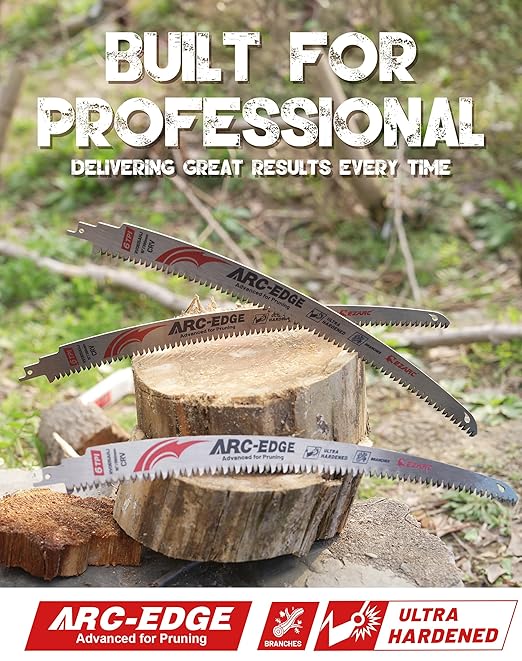EZARC Japanese Teeth Reciprocating Saw Blade 15 Inch, Arc Edge Wood Pruning Saw Blades 6TPI for Tree Trimming, Wood Cutting, 3 Pieces