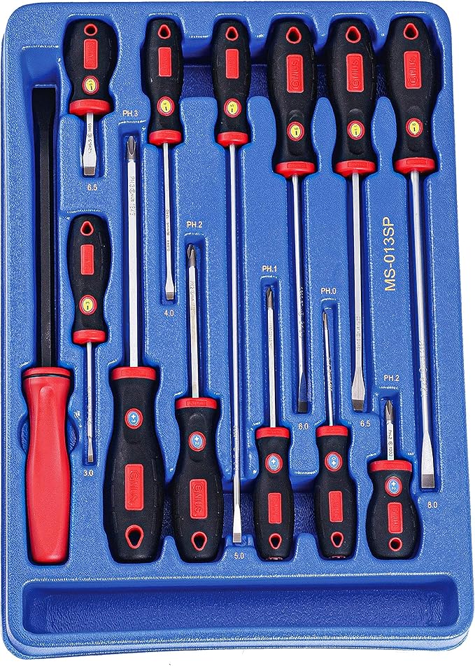 Genius Tools 13 Piece Slotted & Philips Screwdriver Set MS-013SP