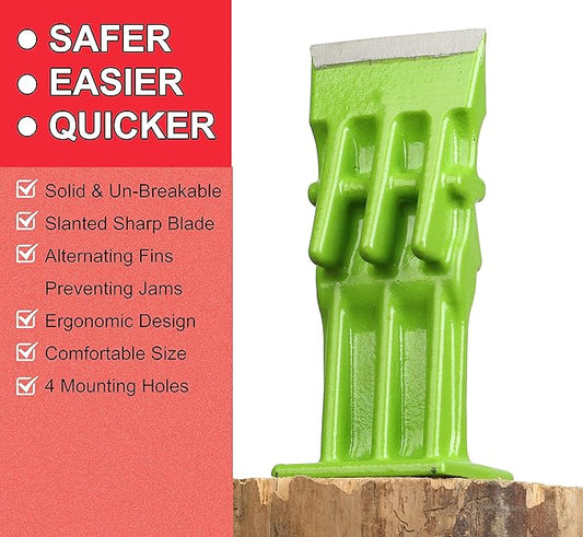 Wood Splitter Manual Kindling Splitter Portable Log Splitter, Wedge Point Head, No Axe! 3 Inch, Green with Safety Black Cover