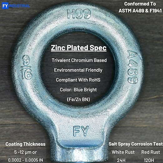 Lifting Shoulder Eye Bolt 9/16"-12 X 1-5/8" |Blue Bright Zinc Plated
